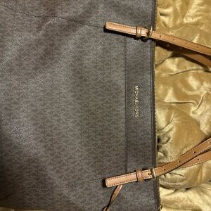 Michael Kors Dark Brown Tote with Tan Straps